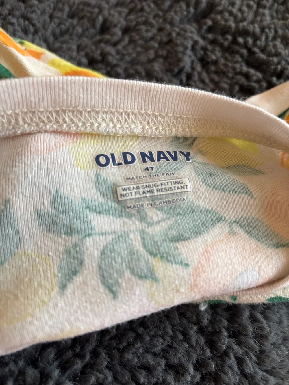 Old Navy Orange & Green Citrus Print Kids Pajama Set